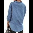 thumbnail image 3 of Camisas de Mujer con Botones y Cuello en V, Camisa Informal Holgada Azul L, 3 of 8