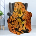 thumbnail image 4 of Fall Soft Flannel Fleece Throw Blanket, Vibrant Leaves of Autumn Maple Tree Branches with Sunbeams Seasonal Nature, Cozy Plush for Indoor and Outdoor Use, 60" x 80", Orange Yellow Brown, by Ambesonne, 4 of 5