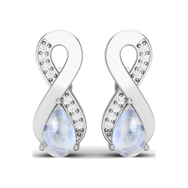925 Sterling Silver 8x5mm Pear Rainbow Open Infinity Women Wedding Earrings