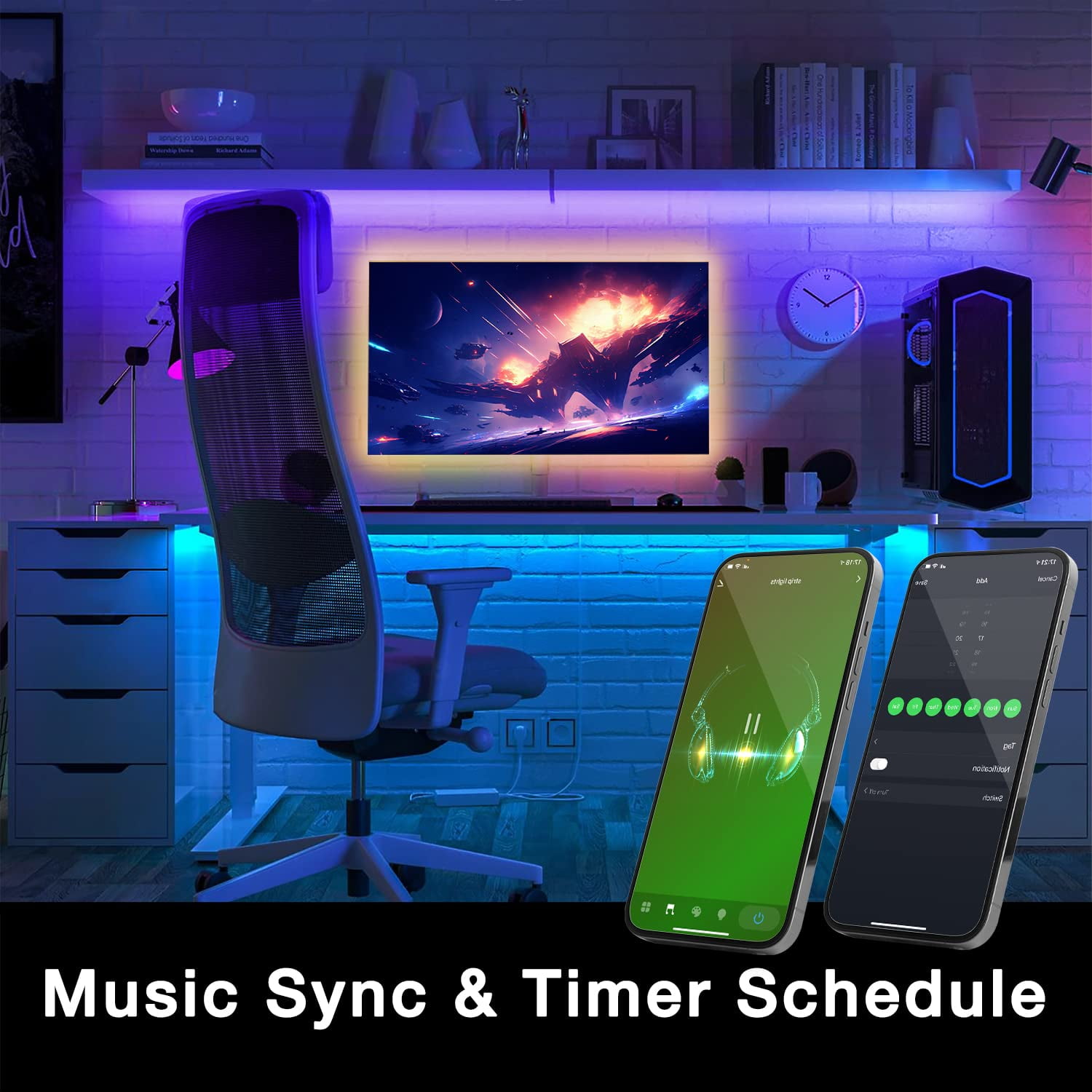 DAYBETTER 5V  Led Lights for Bedroom Music Sync Color Changing LED Strip Lights with Remote and App Control 5050 RGB LED Strip, LED Lights for Room Home Party Decoration