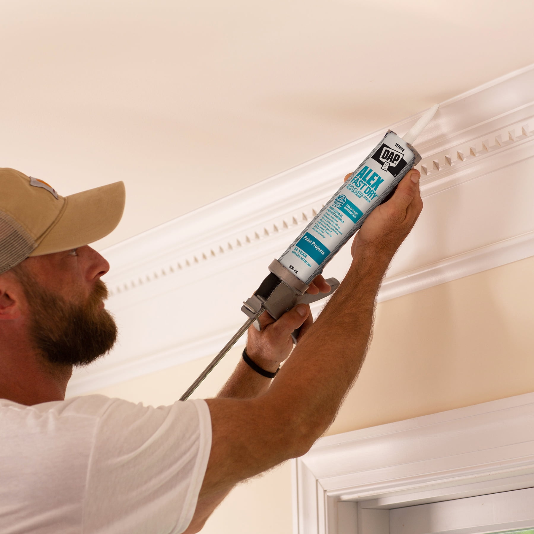 Calfeutrant à base de latex acrylique avec silicone DAP Alex Fast Dry, 300mlm Blanc Silicone Acrylique Latex