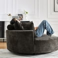 thumbnail image 4 of 55''L Chenille Foam Single Swivel Chair, Fluffy Modern Sleeper, 360 Degree Swivel Chair for Living Room, Bedroom, Lounge and Projection Room (Black), 4 of 11