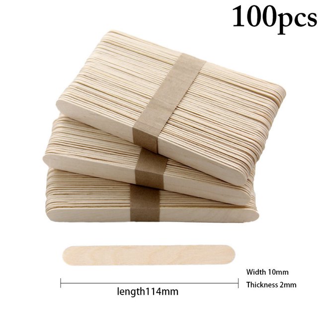 Coofit 100PCS Kids Ice Cream Stick DIY Safe Creative Wooden Popsicle Stick Ice Pop Stick