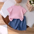 thumbnail image 3 of Hiijoy Little Girls Short Sleeve Bow Print T Shirt and Denim Shorts Outfits, Sizes 6-7Y, 3 of 6