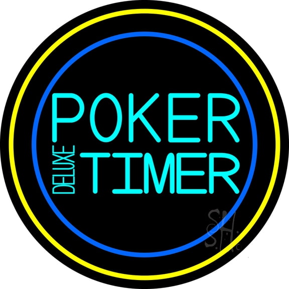 Poker Timer Deluxe LED Neon Sign 18 x 18 - inches, Black Square Cut Acrylic Backing, with Dimmer - Bright and Premium built indoor LED Neon Sign for wall décor, arcarde, and storefront.