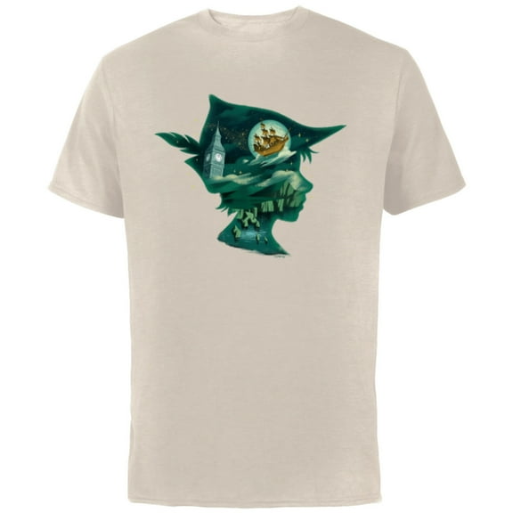 Disney Peter Pan & Wendy Silhouette of Adventure Disney  - Short Sleeve Cotton T-Shirt for Adults - Customized-Natural