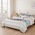 thumbnail image 2 of King Quilt Set 96''x106'', Blue Starfish Beach Lightweight Bedspread Coverlet with 2 Pillow Shams, Summer Coral Conch Coastal Retro Beige Breathable All Season Quilt Bedding for Bedroom/Guest Room, 2 of 9