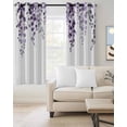 thumbnail image 3 of Blackout Curtains for Bedroom, Purple Eucalyptus Leaves Room Darkening Window Drapes for Living Room, Watercolor Botanical Summer Thermal Insulated Grommet Curtains, 52x63 inch, 2 Panels, 3 of 9