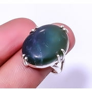 ZAM GEMS Nephrite Jade - Canada 925 Silver Plated Solitaire Ring 7 R7919-379, Valentine's Day Gift, Birthday Gift, Beautiful Jewelry For Woman & Girls