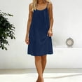 thumbnail image 6 of Bysome Women Dress Solid Color Sleeveless Crew Neck Open Back Dresses Summer Casual Women Dresses Size 3XL Navy, 6 of 8
