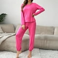 thumbnail image 4 of Diufon Women's Pajama Sets Soft Loose Long Sleeve Crewneck Tops and Cropped Pants Casual Home Sleepwear Outfit, 4 of 7