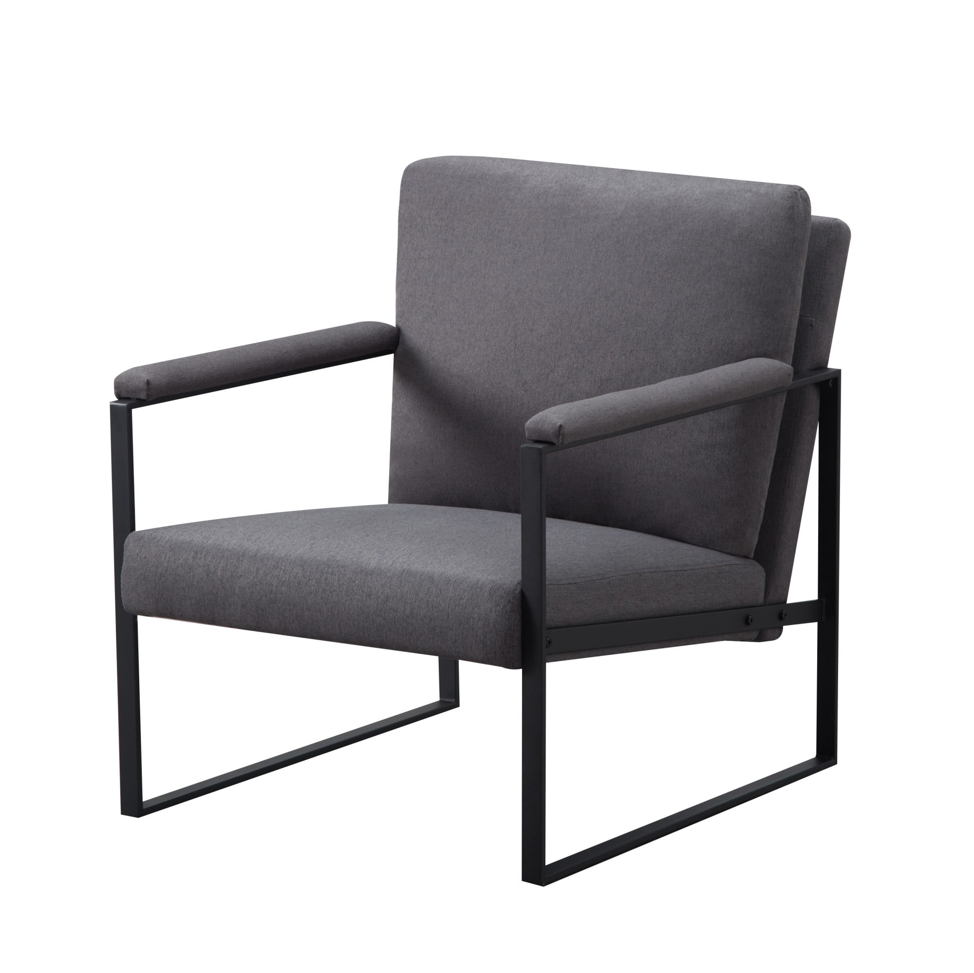 Gewnee 26.8”Metal Frame Accent Armchair,Single Sofa Chair with Scratch-Resistant Foot Pads & Detachable Washable Backrest,Suitable for Study Rooms and Bedrooms.(Dark Grey)