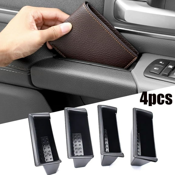 4PCS For 2019-2025 Ram 1500 Car Side Door Handle Armrest Storage Organizer Black