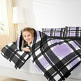 thumbnail image 4 of Homewish Purple Black Checkered Queen Comforter Set,Minimalist Plaid Bedding Sets,Geometric Grid Print Bedding Comforter Set For Girls Teens,Breathable Home Decor Reversible,3-Piece, 4 of 8
