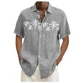 thumbnail image 2 of LRGSHF Men's Button Down Short Sleeve Shirts Palm Tree Tops Summer Comfortable Vacation Shirt Beach Hippie Casual Blouse, 2 of 5