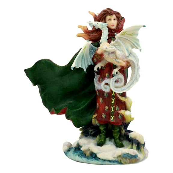 Ebros Frost Moon Dragon Winter Fairy Statue by Jody Bergsma 7.5"H Decorative Mythical Fantasy Figurine Collectible
