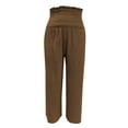 thumbnail image 7 of Womens Plus Size Pants High Waisted Wide Leg Trousers Loose Spring Fall Comfortable Stretchy Petite Casual Pants for Women Brown XL, 7 of 7