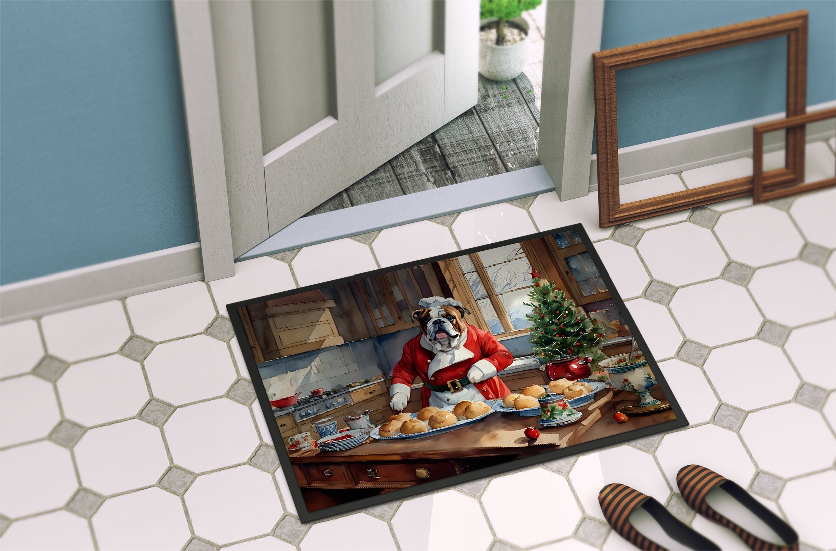 Carolines Treasures DAC3785MAT 18 x 27 in.  English Bulldog Christmas Cookies Doormat