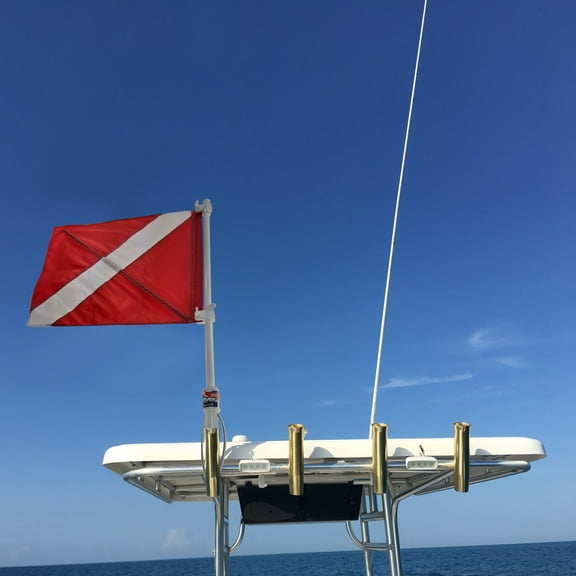 Dive Flag with Pole for Boat T - Top and Rod Holder Safety for Scuba Spearfishing Diving Freediving and Snorkeling