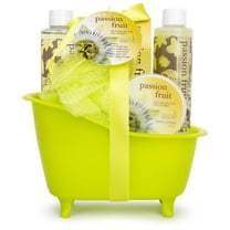 Freida and Joe Bath and Body Gift Set for Her Home Spa Bath Basket Passion Fruit Fragrance Bath & Body Set For Women in Green Tub
