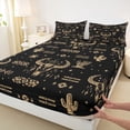 thumbnail image 4 of Erosebridal Black Brown Aztec Queen Sheet Sets,Tribal Symbol Mysterious Aztec Bed Set For Adults 4 Pieces, 4 of 6
