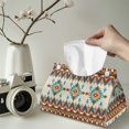 thumbnail image 2 of SEANATIVE Southwestern Aztec Tissue Box Cover PU Leather Tissue Box Holder Tribal Style Tissue Cover Rectangle Tissue Holder for Bathroom Vanity Countertop Night Stands Desk Car, 2 of 7