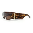 thumbnail image 3 of Womens Exaggerated Thick Temple Mod Narrow Rectangle Plastic Sunglasses Tortoise - Brown, 3 of 4