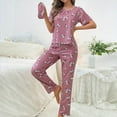 thumbnail image 3 of Tnhcen Pajamas for Women Set Long Sleeve Round Neck Nightwear Shirt Pants Sleepwear Lounge Home Clothes Sets S-2XL, 3 of 4