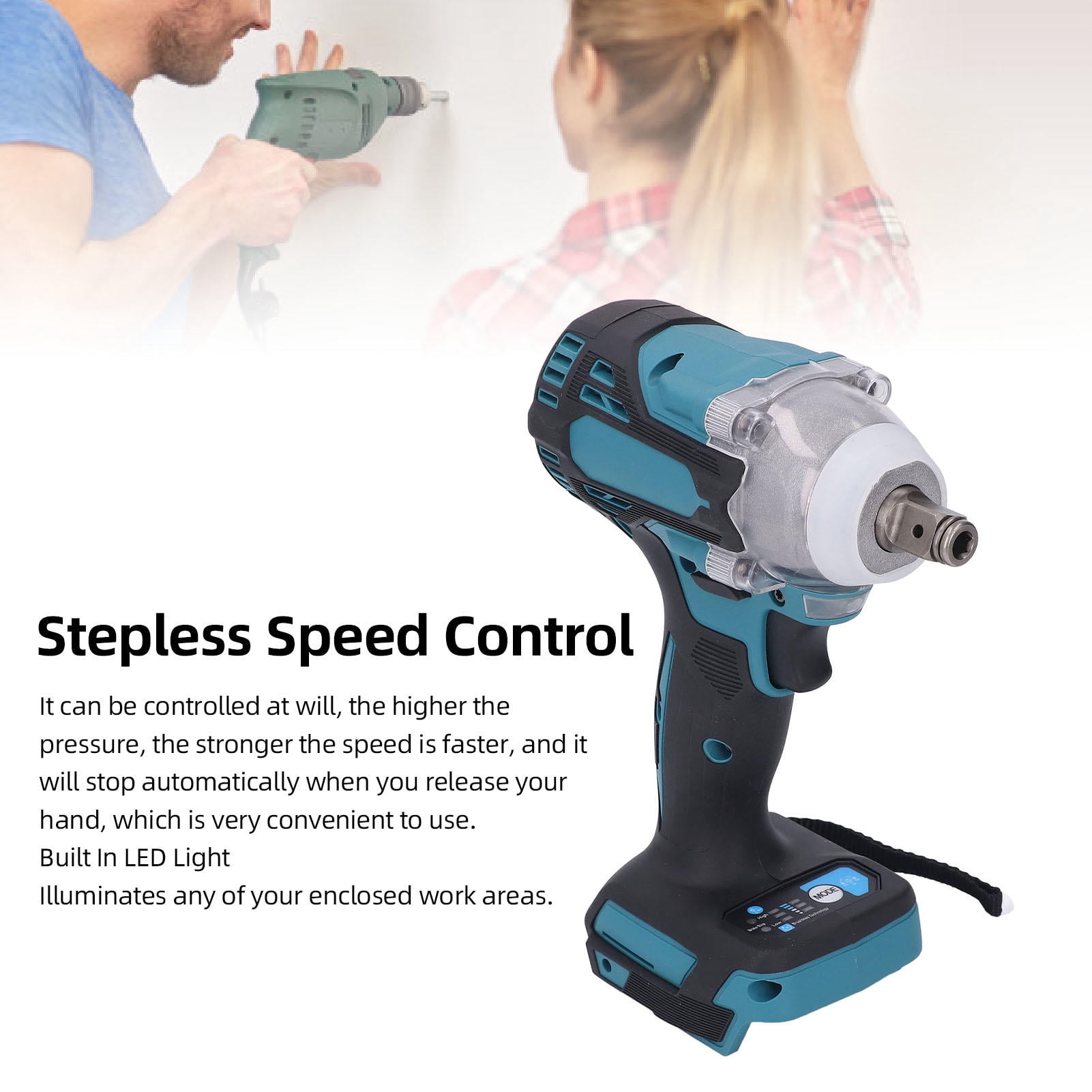 Yajisi 2‑in‑1 Brushless Impact Driver & Screwdriver – 350 N·m, Bidirectional Brake, Stepless Speed, LED Light, 2800 RPM