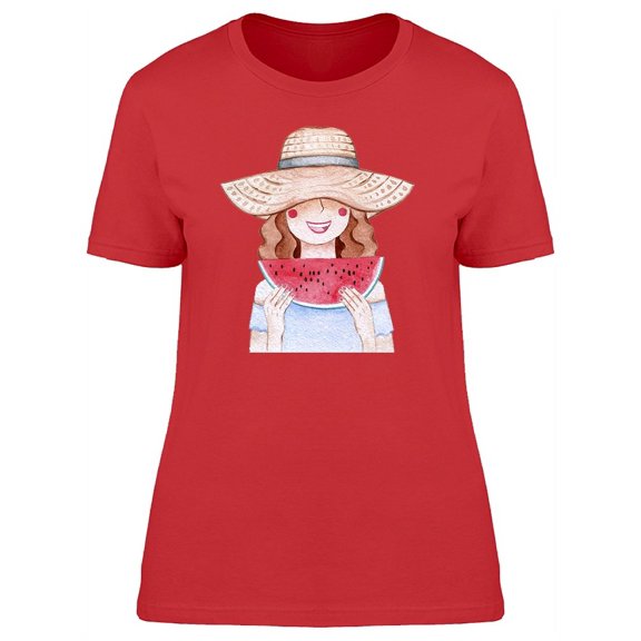 Girl Eating Watermelon T-Shirt Women -Image by Shutterstock, Female XX-Large
