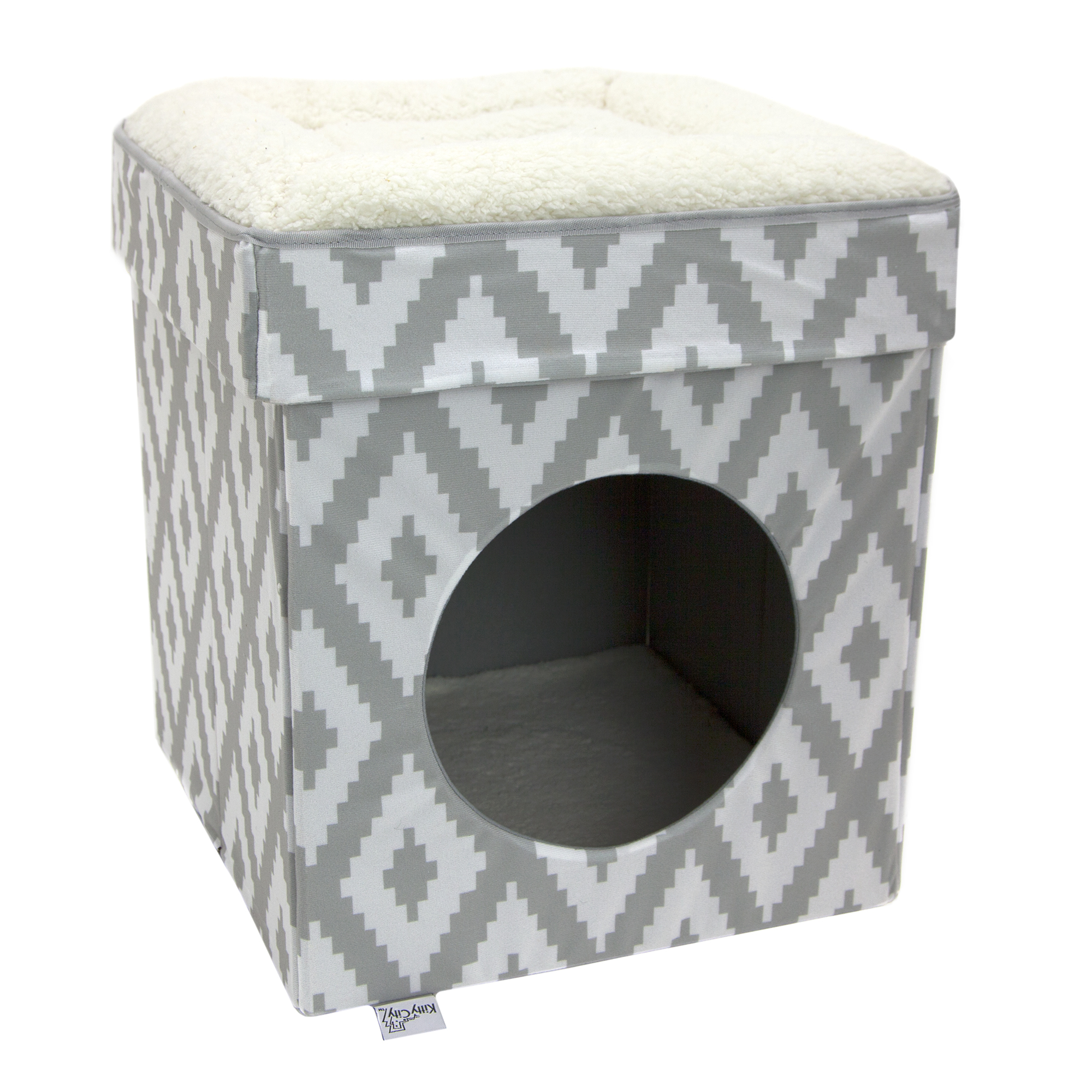 Kitty City Large Cat Bed Cube, Stackable, Gray, 19" photo 6