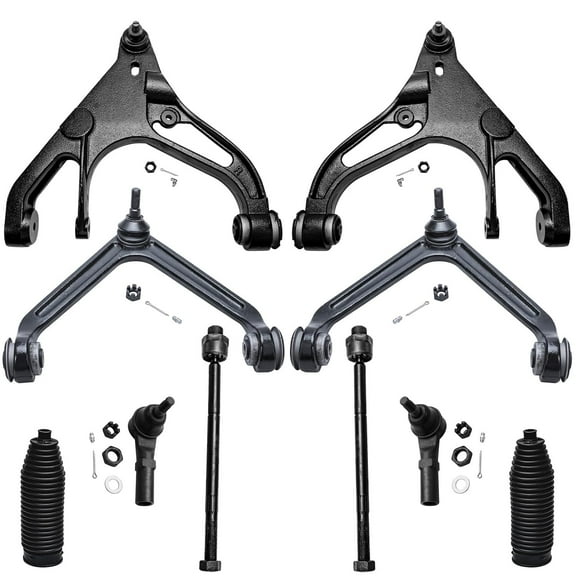 Detroit Axle - 4WD Front End 10pc Suspension Kit for 2002-2005 Dodge Ram 1500 2003 2004, 4 Upper Lower Control Arms Assembly 4 Inner and Outer Tie Rods 2 Boots Replacement