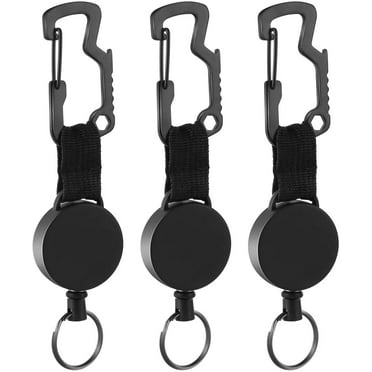 Retractable Key Chain Key-Rings - Heavy Duty Key Holder Belt Clip with Multitool Carabiner, Keychain Lanyard Badge Reels (Pack of 3)