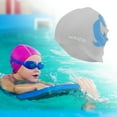 thumbnail image 2 of Gorro de natación de silicona en forma de delfín único de 1 pieza en gris y azul, 2 of 6