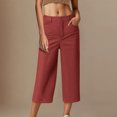 thumbnail image 2 of JSheng Women's Casual Suit Pants Trendy Women's Suit Pants Loose Comfortable Cropped Pants with Pocket Wine S, 2 of 5