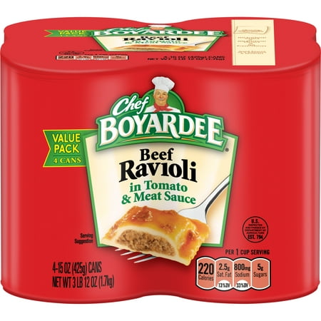 (3 Pack) Chef Boyardee Beef Ravioli, 15 oz, 4