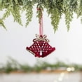 thumbnail image 2 of YIKA Christmas Wine Red Flocking Bow And Star And Double Bells Pendant Christmas Tree Ornaments A, 2 of 6