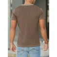 thumbnail image 3 of Iceglad Mens Henley Short Sleeve T-Shirt Cotton Lightweight Button T-Shirts Basic Casual Shirts Vg Brown M, 3 of 10