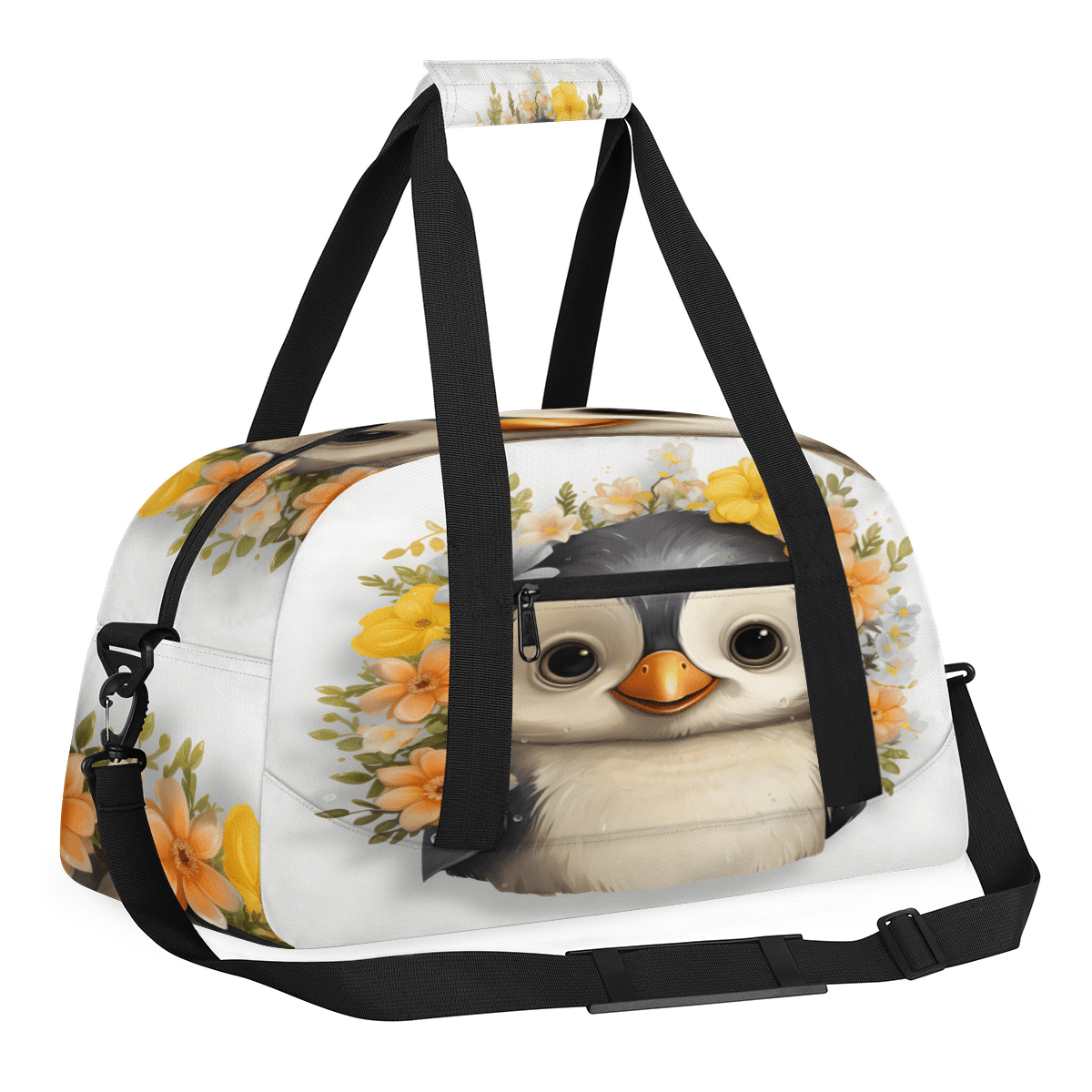 Herdesigns Penguin Sports Duffle Bag for Women & Men, Penguin Gym Bag Dance Bag Overnight Bag Carry On Weekender Travel Bag
