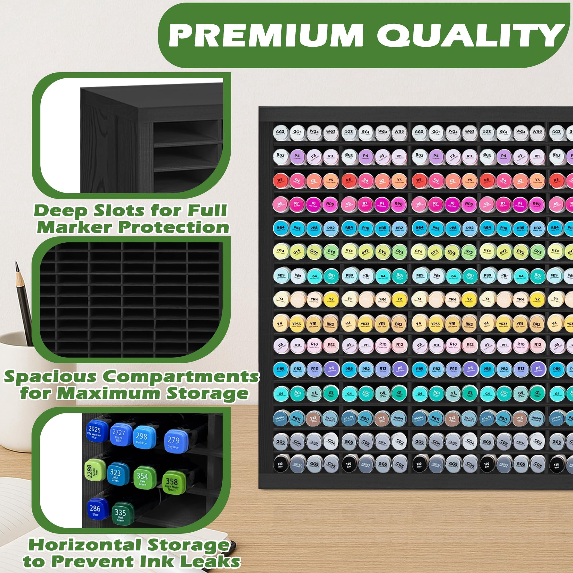 Markers Organizer With 90 Compartments For 360 Marker Storage Art Pens Rack Watercolor Brushes Holder Desk