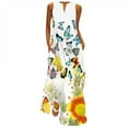 thumbnail image 1 of PENGXIANG Jupe Noire Robe Imprimée Sans Manches Col en V Ourlet Fendu Kaftan Ample Longue Robe, 1 of 6