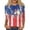 Blue, variant on Women's Modern Abstract Independence Day Element Print 3/4 Sleeve T-Shirt, Casual Round Neck Loose Fit Top for Weekend Outings, Premium Cotton Blend & Tag-Free Comfort,Blue L