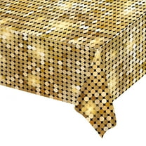 AUQ Gold Sequin Tablecloth for Parties 55X110 Inch - Sparkle Glitter Cloth Rectangle Table Cover Overlay for Wedding Shower Ceremony Birthday Cake Table Holiday Banquet Decoration