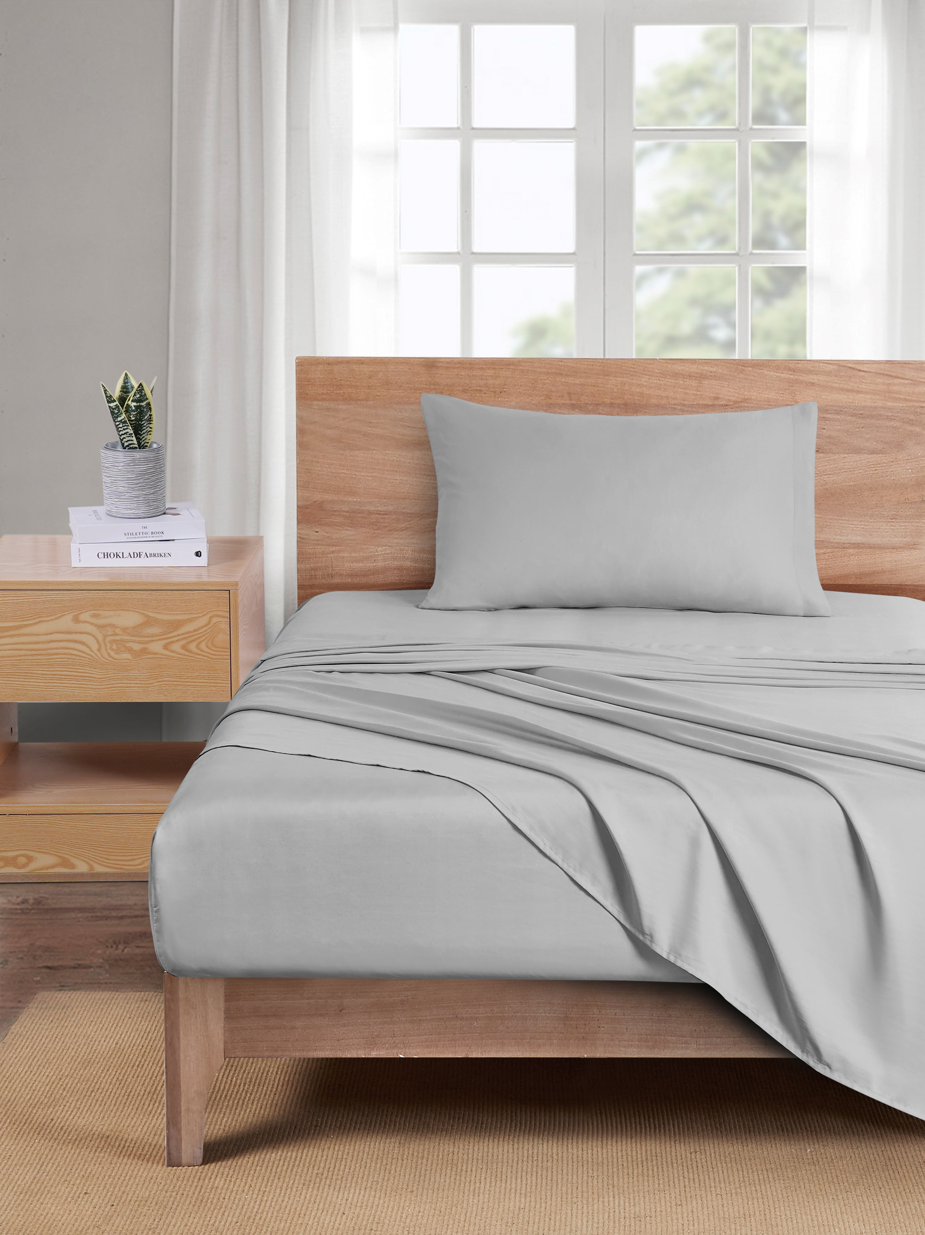 Mainstays Basic Value Microfiber Pillowcase, Light Silver Gray, Standard, 1 Piece