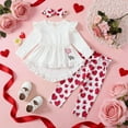 thumbnail image 5 of Tiweut Kid Outfits Valentine's Day Print Ruffles Top Heart Pants and Headband Clothes Suit, 5 of 9