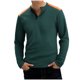 thumbnail image 2 of pstuiky camisa de manga larga para hombre, Blusa/camisa informal y moderna de color liso con cuello redondo y botones en bloques de color para hombre Tops casuales para hombres xl, 2 of 9