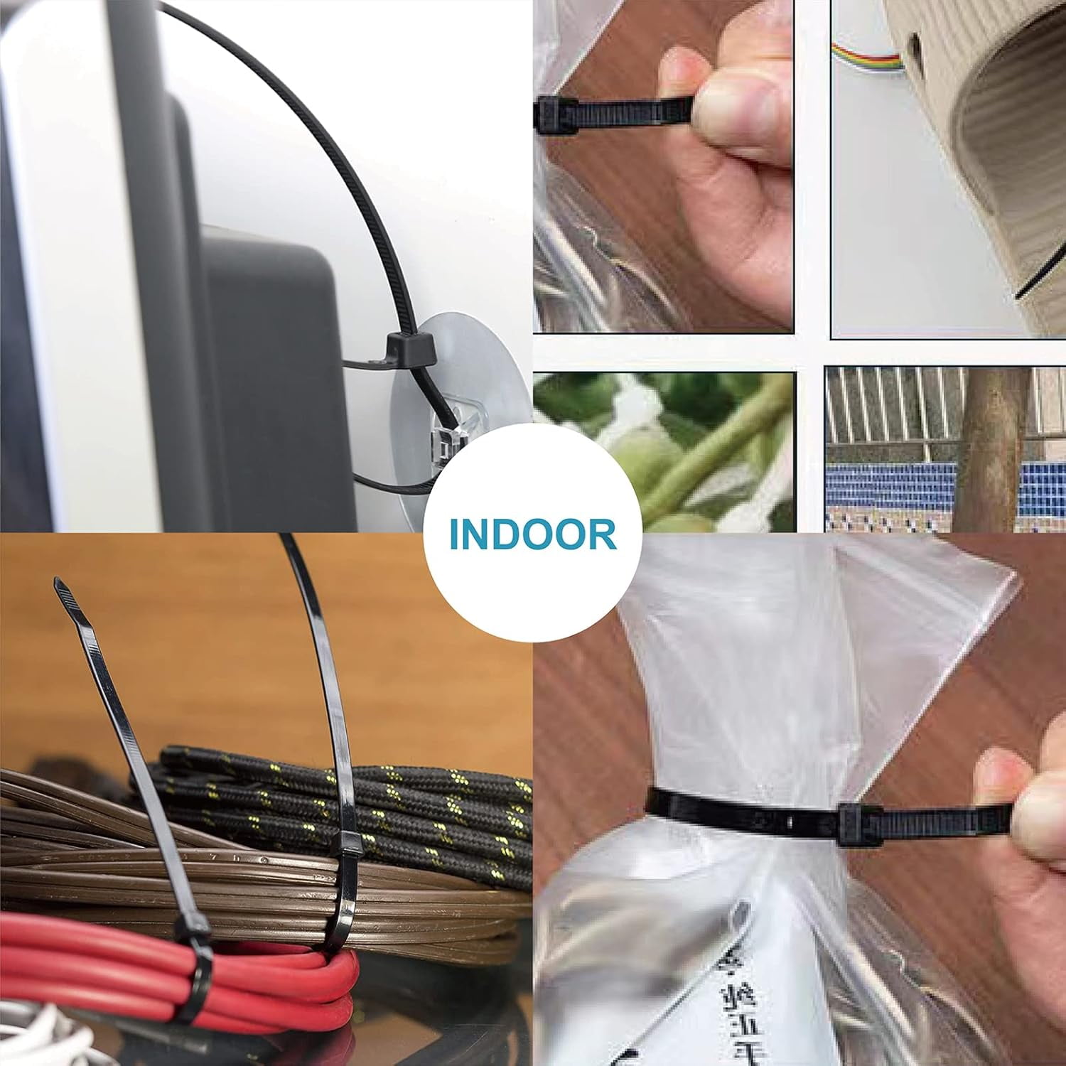 Zip Ties Assorted Sizes(4”+6”+8”+12”), 2000 Pack, Black Cable Ties, UV Resistant Wire Ties by