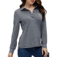 thumbnail image 6 of MoFiz Women's Long Sleeve Golf Polo Shirts Quick Drying Casual Workout Tops Shirts Drak gray M, 6 of 9