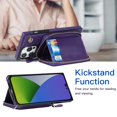 thumbnail image 4 of Dteck for  iPhone 16 Pro Wallet Case with Credit Card Holder Crossbody Strap Handbag RFID Blocking Wallet Zipper Purse Leather Case for Apple iPhone 16 Pro 2024, Purple, 4 of 9