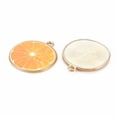 thumbnail image 3 of 100 pc Light golden Alloy Enamel Pendants Cadmium Free Nickel Free Lead Free Light golden Orange Slice Orange 26x23x2mm Hole: 2mm, 3 of 3